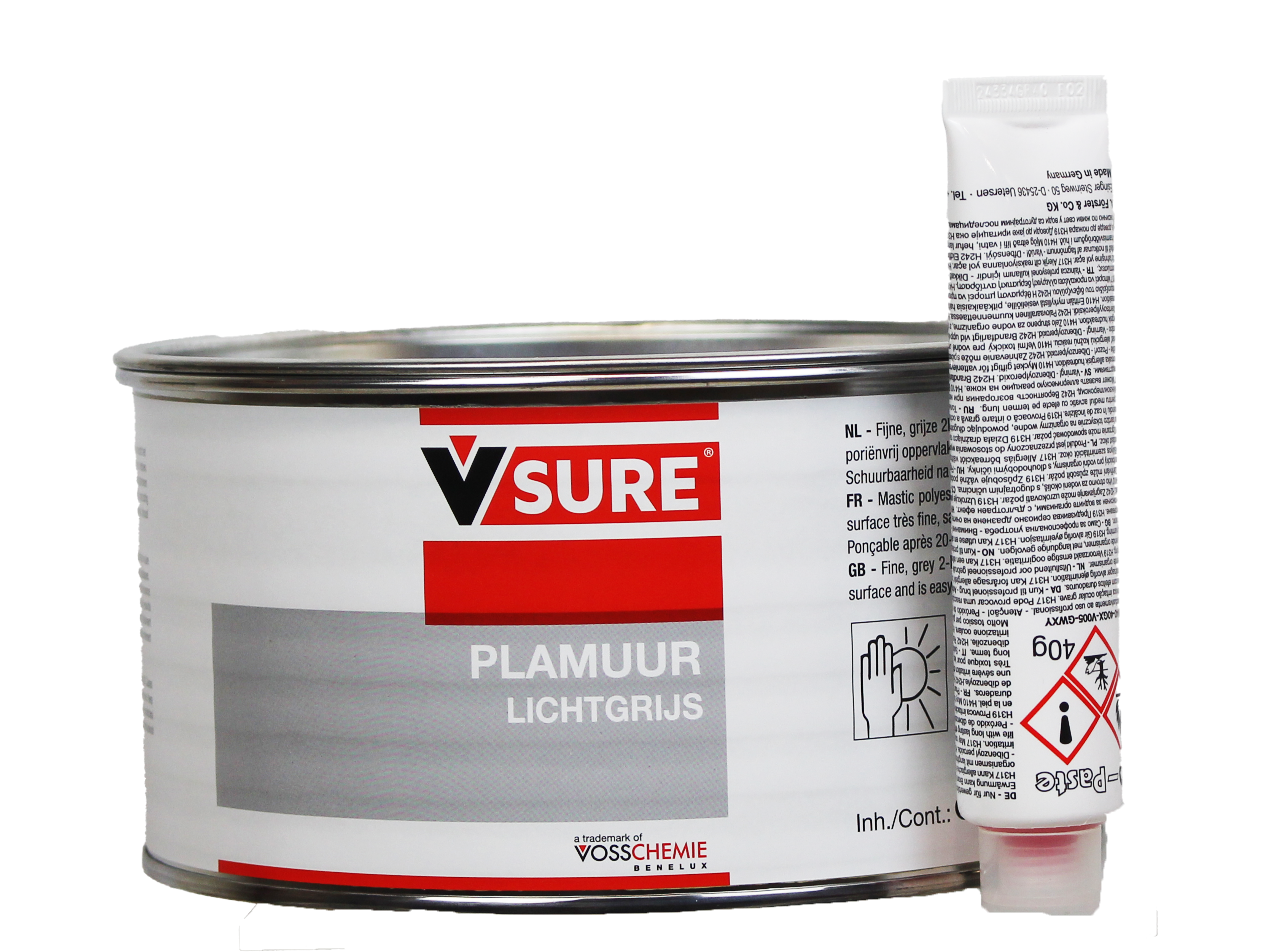 Filling and finishing putty -V-SURE putty light grey 2 KG + Bpo