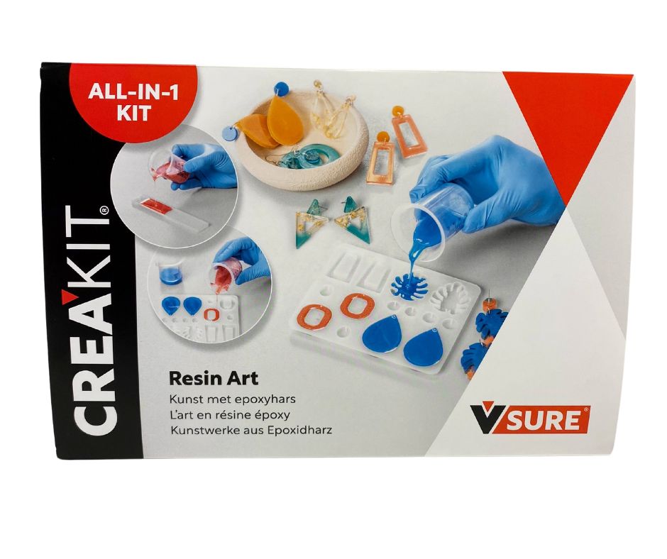 All-in-one kit with epoxy for earrings and resin art